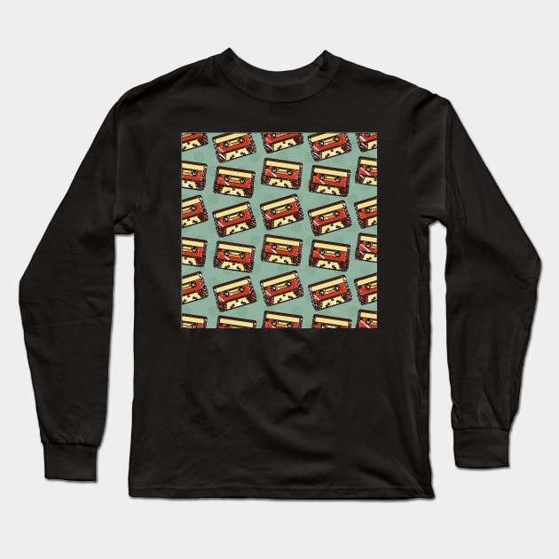 Unique Retro Pattern Casette Long Sleeve T-Shirt by Pris25